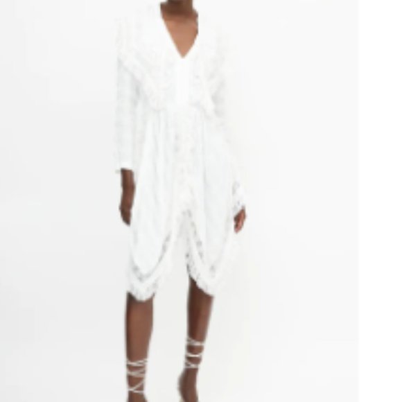 New, boho style, White Lace Stripe Dress by Philosophy - Picture 6 of 8